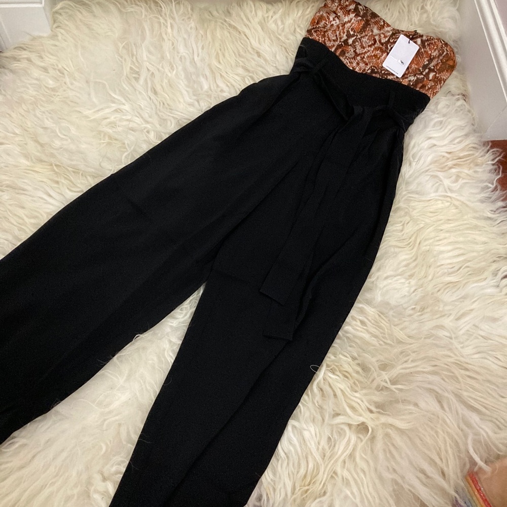 J.O.A. Strapless Jumpsuit In Rust Snake - Picture 5 of 11